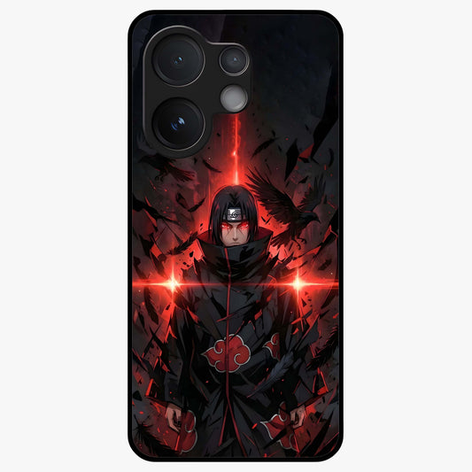 Focused Blade Discipline Glass Case showing flat back view with warrior sword themed artwork and glossy glass finish.