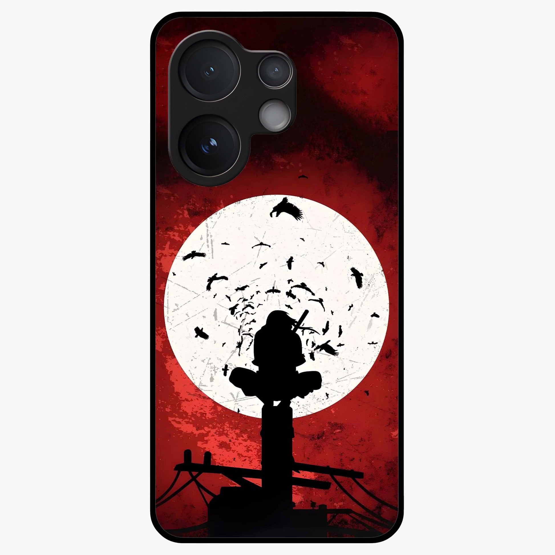 Itachi Limited Edition Naruto Anime Glass Case showing flat back view with iconic anime character artwork and glossy glass finish.