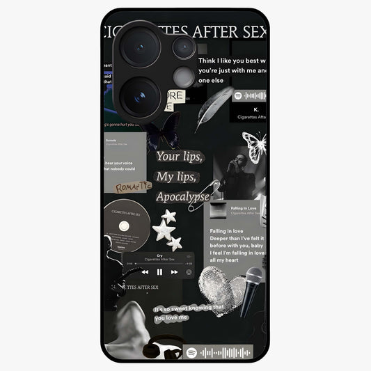 Midnight Love Echo Glass Case showing flat back view with romantic midnight themed artwork and glossy glass finish.