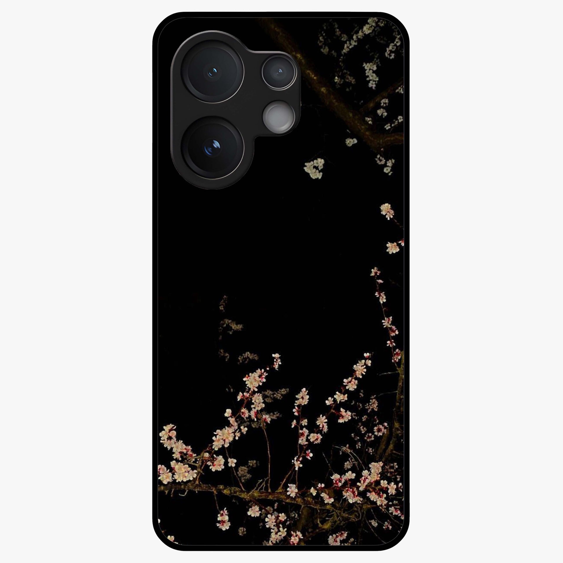 Petal Moon Light With Custom Name Glass Case showing flat back view with floral moonlight artwork and personalized name design.