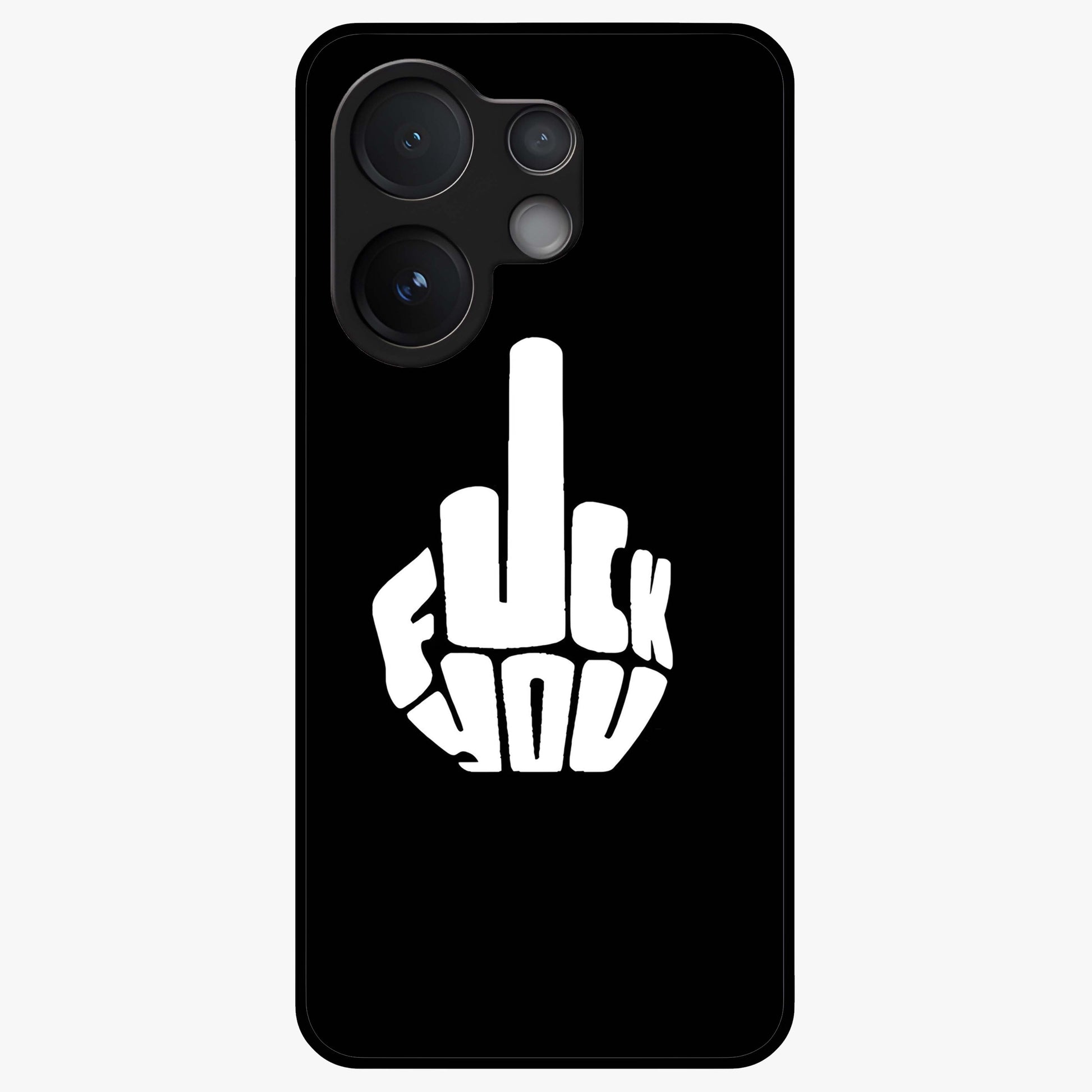 Rebel Mode On Glass Case showing flat back view with bold rebellious typography artwork and glossy glass finish.