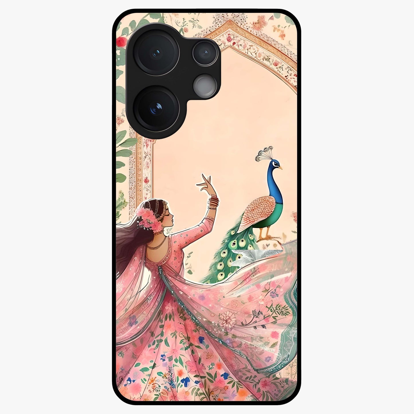 Royal Grace Muse Glass Case showing flat back view with elegant artistic artwork and glossy glass finish.