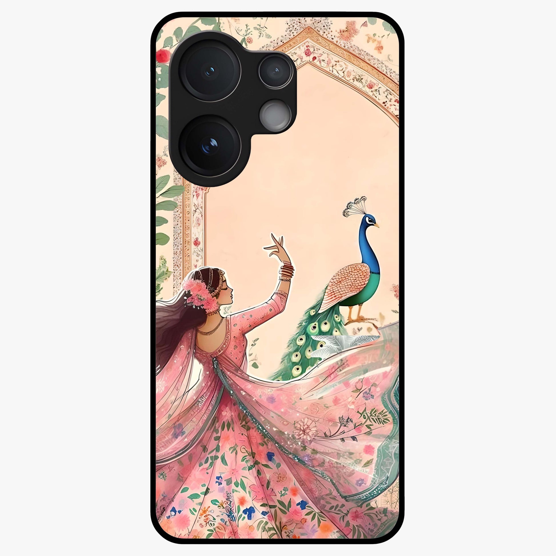 Royal Grace Muse Glass Case showing flat back view with elegant artistic artwork and glossy glass finish.