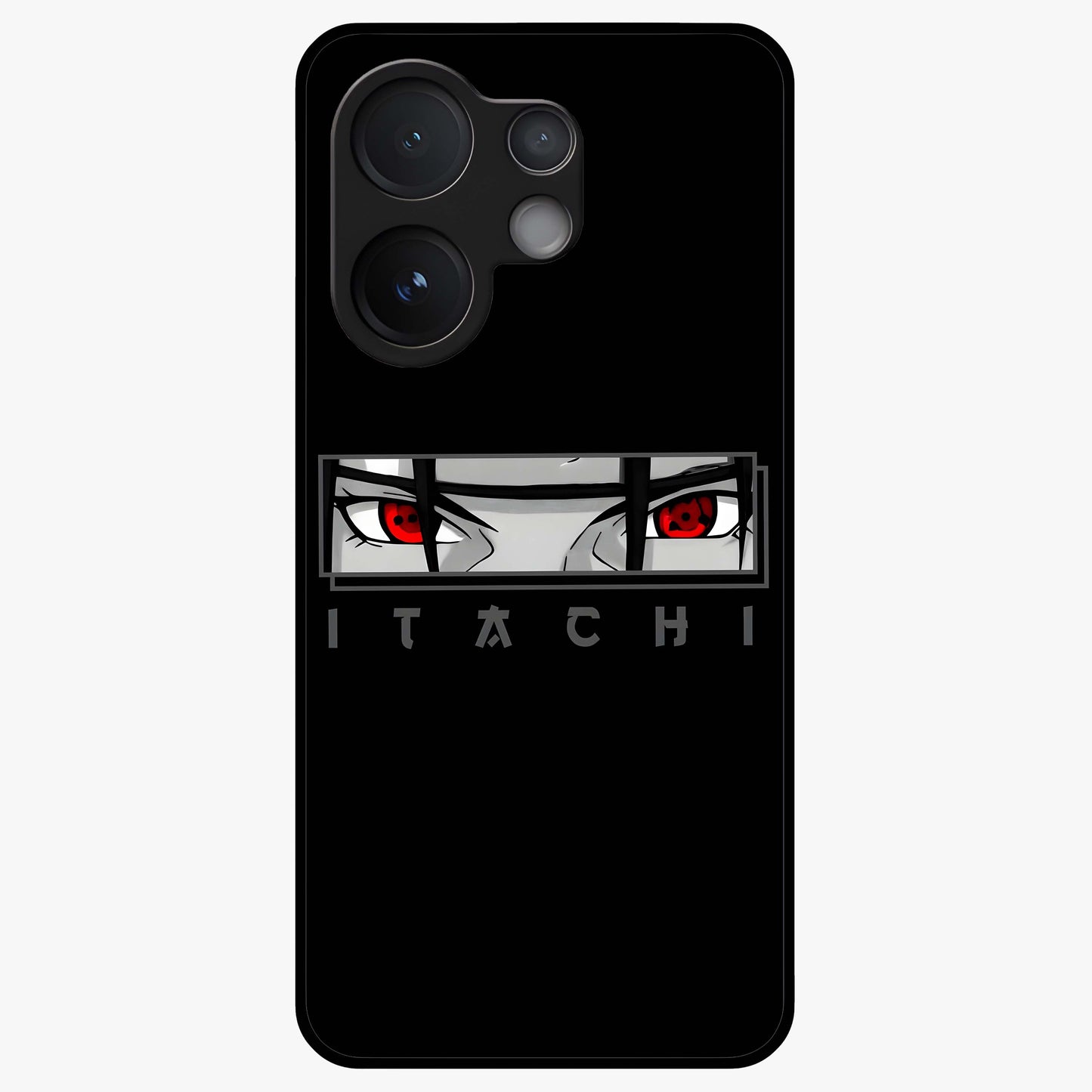 Scarlet Gaze Dominance Glass Case showing flat back view with striking red themed artwork and glossy glass finish.
