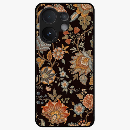 Vintage Floral Dream Glass Case showing flat back view with classic floral artwork and glossy glass finish.