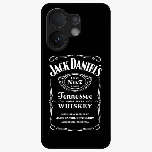 Vintage Whiskey Heritage Glass Case showing flat back view with classic whiskey inspired artwork and glossy glass finish.