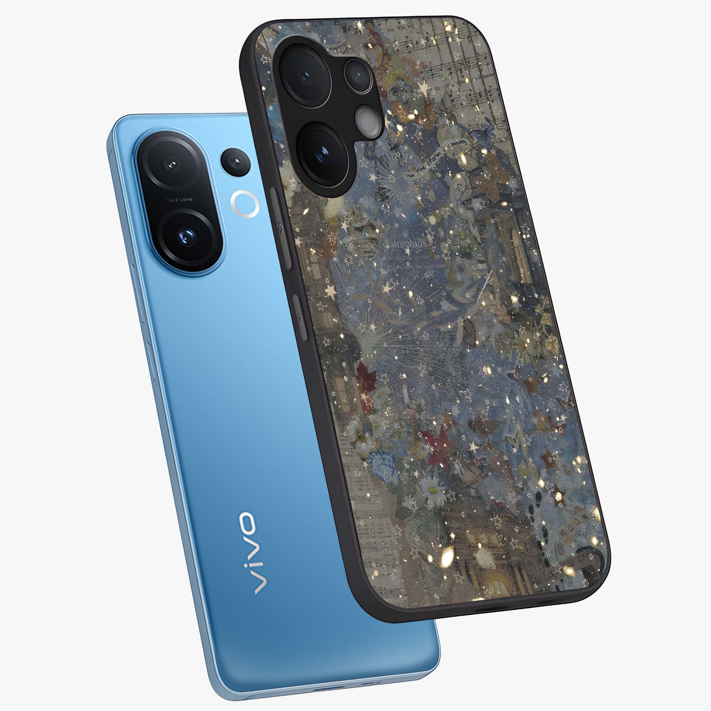 Aesthetic Astrolophia Glass Case displayed in angled mockup highlighting artistic aesthetic elements and smooth glass surface.
