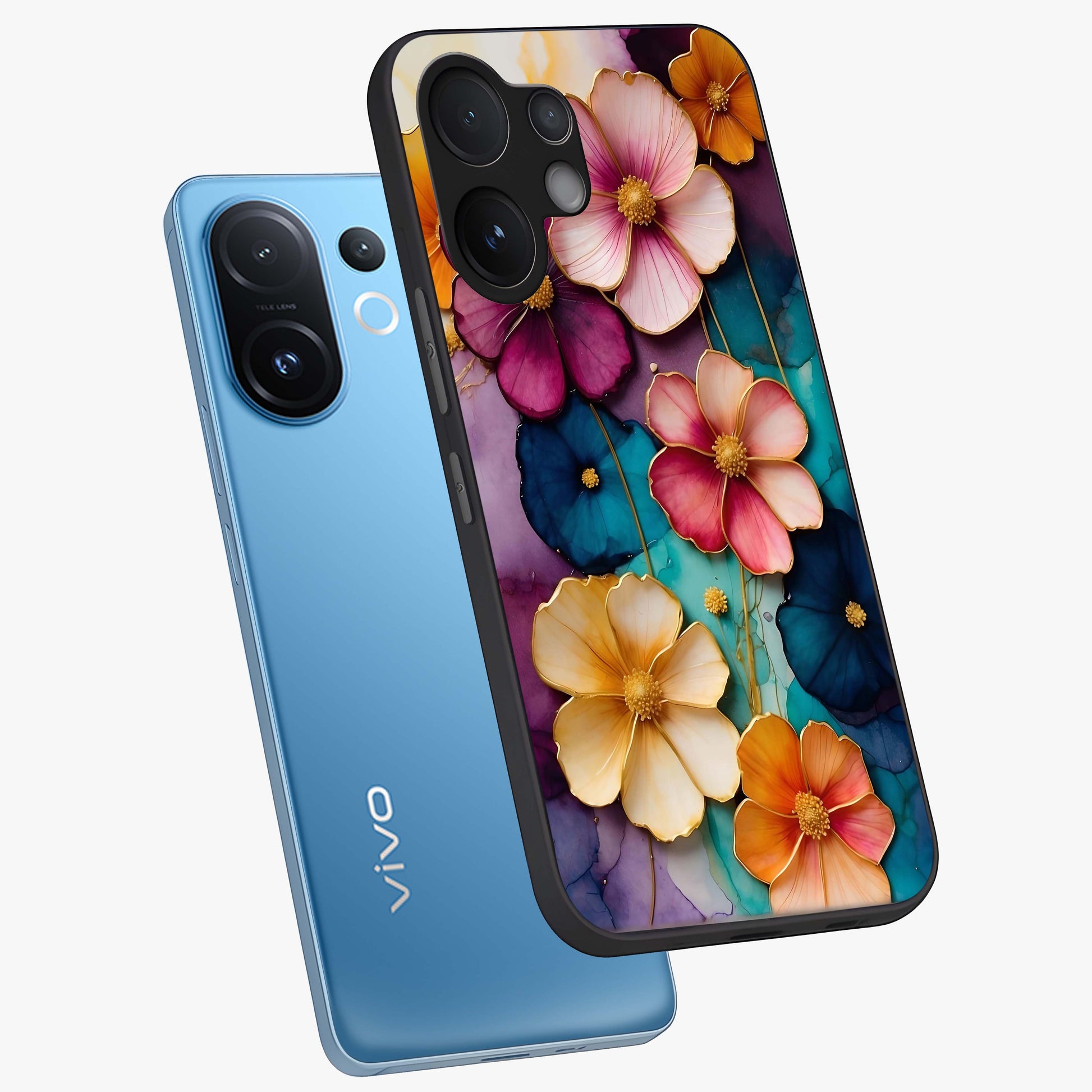 Artlyn Grace Flower Pattern Glass Case displayed in angled mockup highlighting delicate flower pattern design and smooth glass surface.