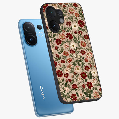 Biege Flower With Leaf Glass Case displayed in angled mockup highlighting minimal floral leaf design and elegant aesthetic.