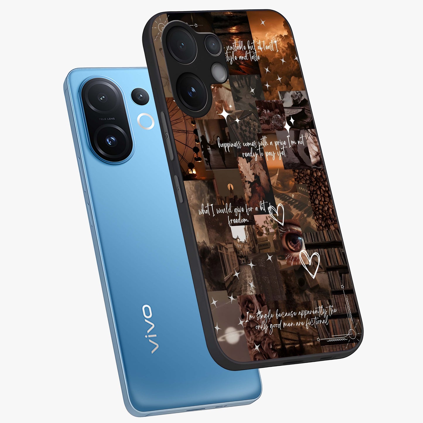 Bittersweet Aesthetic Chaos Glass Case displayed in angled mockup highlighting expressive abstract artwork and edgy aesthetic theme.