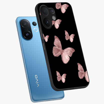 Butterfly Pattern Glass Case displayed in angled mockup highlighting delicate butterfly design and aesthetic pattern style.
