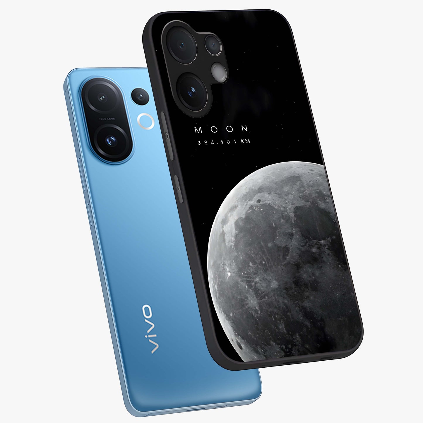Cosmic Moon Glow Glass Case displayed in angled mockup highlighting celestial moon design with cosmic aesthetic theme.