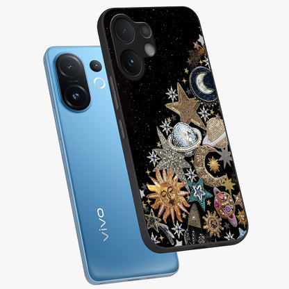 Cosmic Sparkle Dreams Glass Case displayed in angled mockup highlighting dreamy star sparkle design with celestial aesthetic.