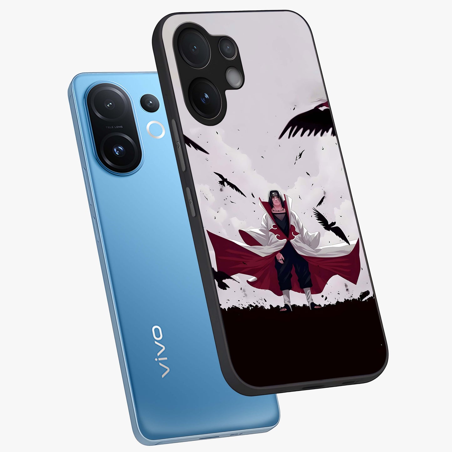 Crimson Crow Ascension Glass Case displayed in angled mockup highlighting powerful crow illustration with dark crimson aesthetic.