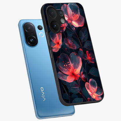 Dark Shade of Flower Glass Case displayed in angled mockup highlighting moody floral illustration with aesthetic dark tones.