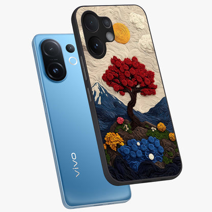 Eternal Nature Tapestry Glass Case displayed in angled mockup highlighting detailed botanical pattern with artistic aesthetic.