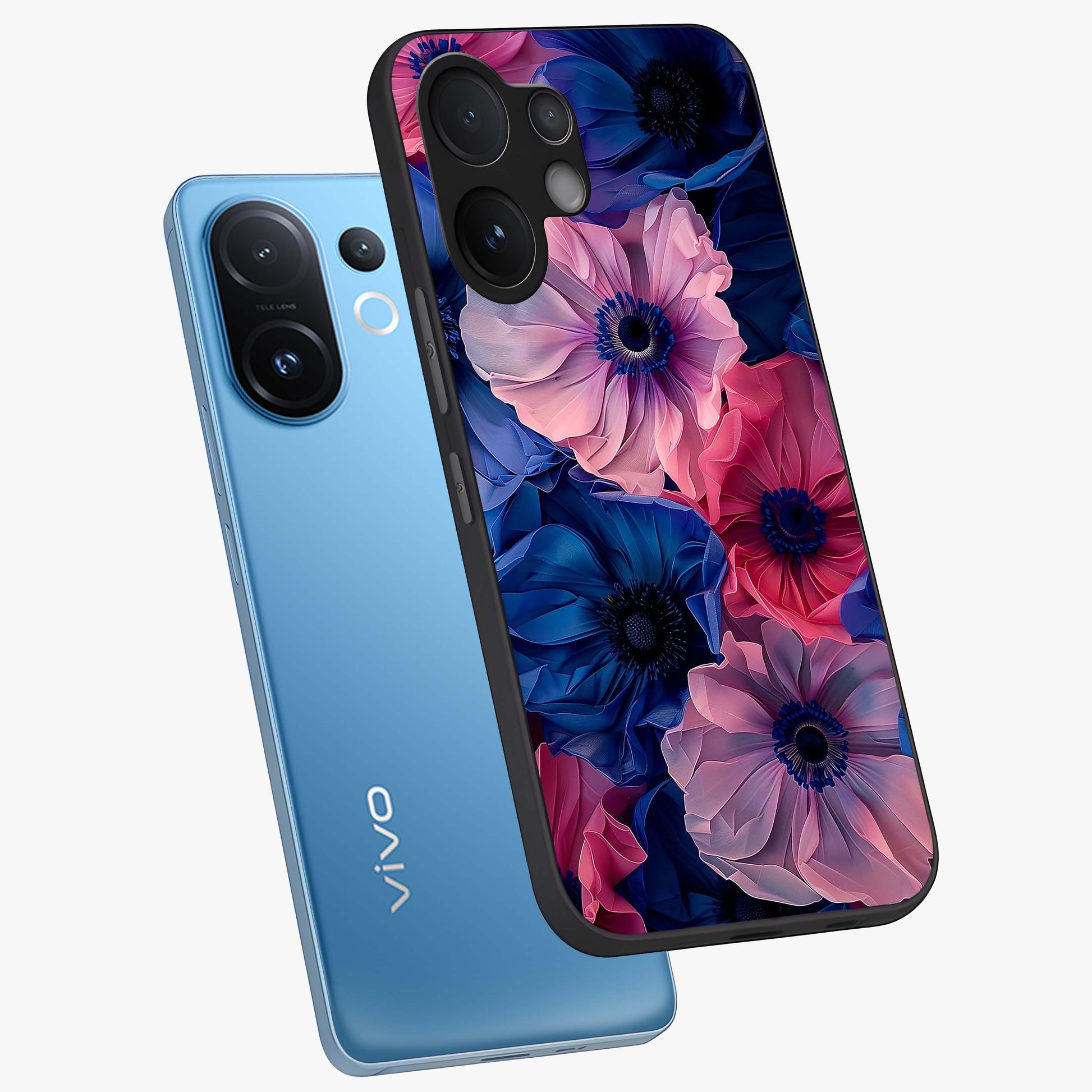 Flower Paper Art Pattern Glass Case displayed in angled mockup highlighting layered paper flower design with artistic aesthetic.