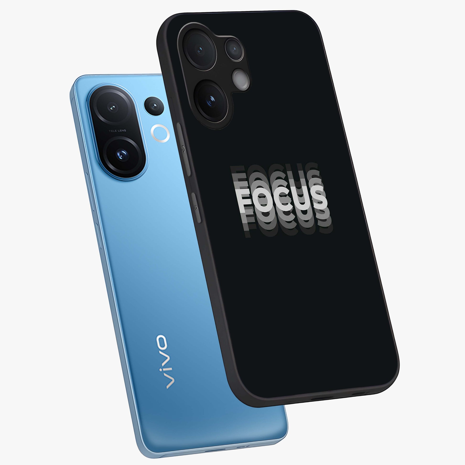 Focus Mode On Glass Case displayed in angled mockup highlighting clean minimal text artwork with modern aesthetic style.