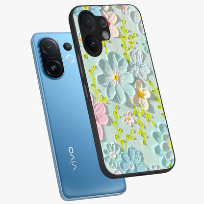 Frosted Petal Garden Glass Case displayed in angled mockup highlighting delicate flower petal design with calm garden aesthetic.