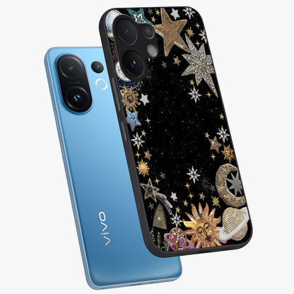 Galactic Jewel Stars Glass Case displayed in angled mockup highlighting shining celestial star design with cosmic aesthetic style.