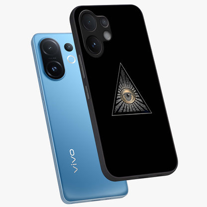 Illuminati Evil Glass Case displayed in angled mockup highlighting dark occult inspired design with bold aesthetic style.