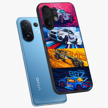JDM Sports Car Glass Case displayed in angled mockup highlighting sleek Japanese racing car design with automotive aesthetic.