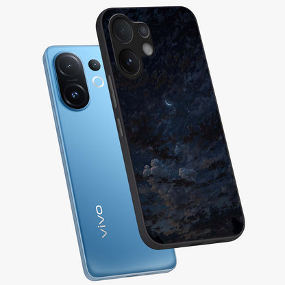 Lunar Veil Silence Glass Case displayed in angled mockup highlighting soft lunar design with peaceful celestial aesthetic.