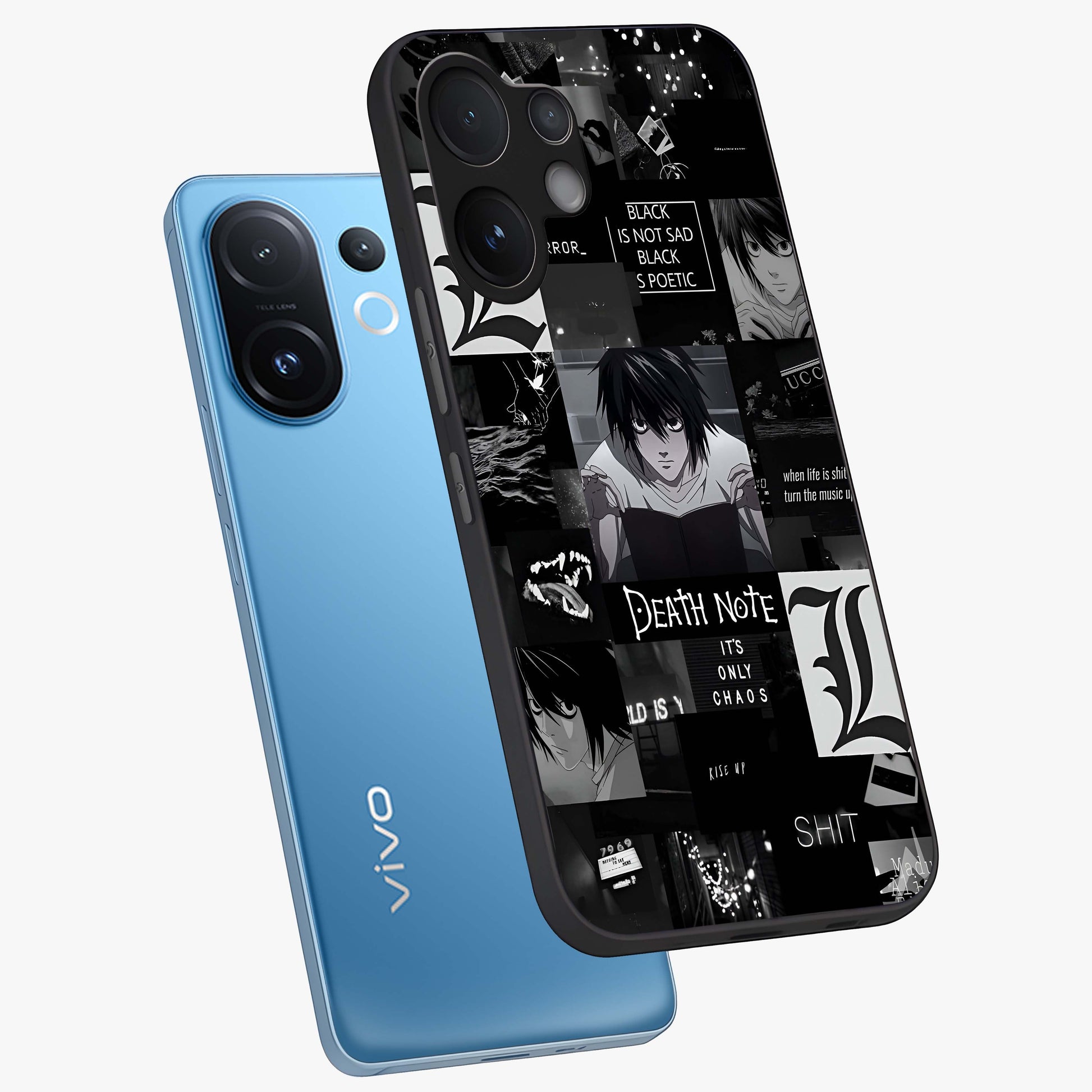 Midnight Chaos Mind Glass Case displayed in angled mockup highlighting chaotic artistic design with dramatic midnight aesthetic.