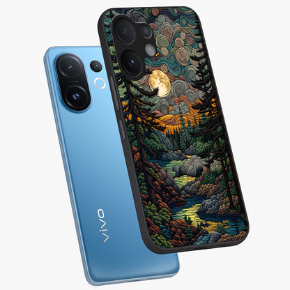 Moonlight Forest Dream Glass Case displayed in angled mockup highlighting dreamy forest design with glowing moon aesthetic.