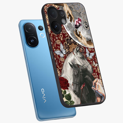Moonlit Royal Stallion Glass Case displayed in angled mockup highlighting powerful stallion illustration with royal night aesthetic.