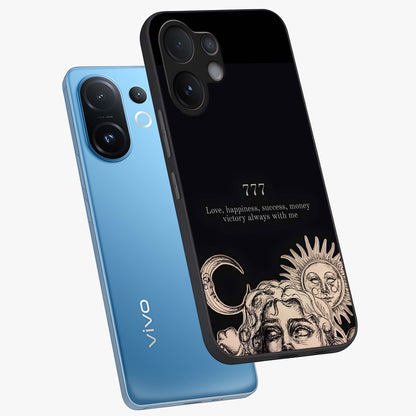 Mystic Victory Aura Glass Case displayed in angled mockup highlighting energetic aura design with bold mystical aesthetic.