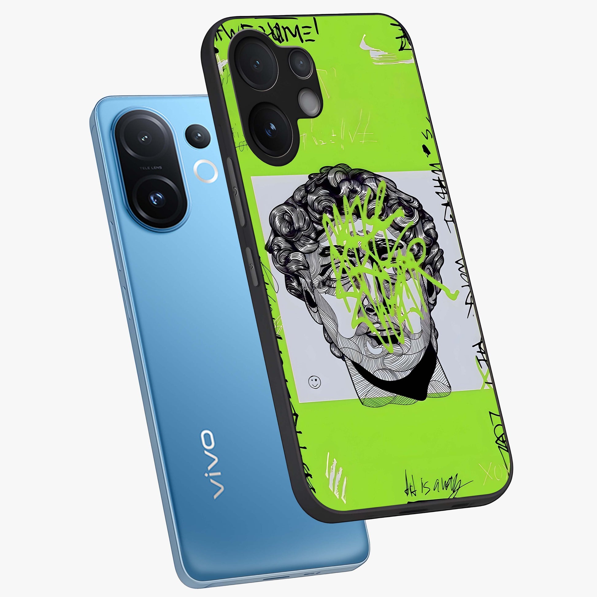 Neo Graffiti Rebellion Glass Case displayed in angled mockup highlighting urban street art design with rebellious aesthetic.