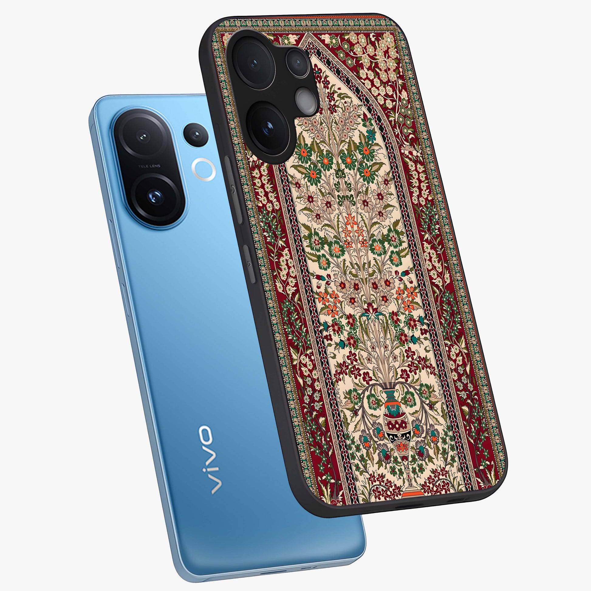 Persian Inspired Glass Case displayed in angled mockup highlighting intricate traditional design with elegant cultural aesthetic.