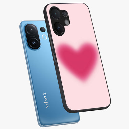 Pink Aura Heart Glass Case displayed in angled mockup highlighting vibrant pink heart design with dreamy aura aesthetic.