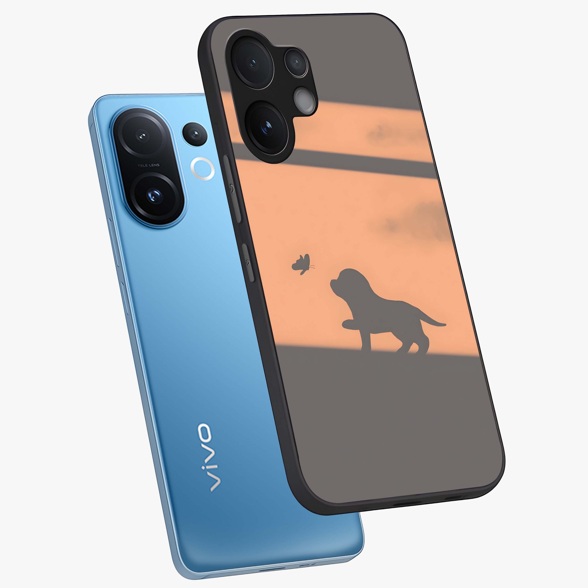 Puppy Shadow Art Glass Case displayed in angled mockup highlighting playful dog illustration with artistic shadow aesthetic.