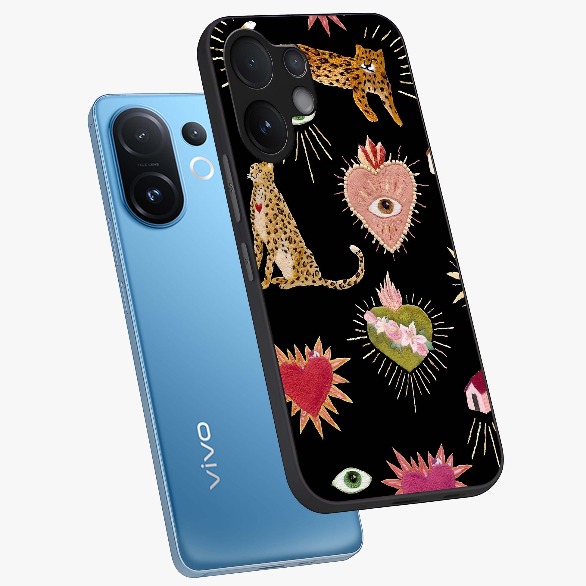 Sacred Jungle Heart Glass Case displayed in angled mockup highlighting lush tropical design with natural aesthetic style.