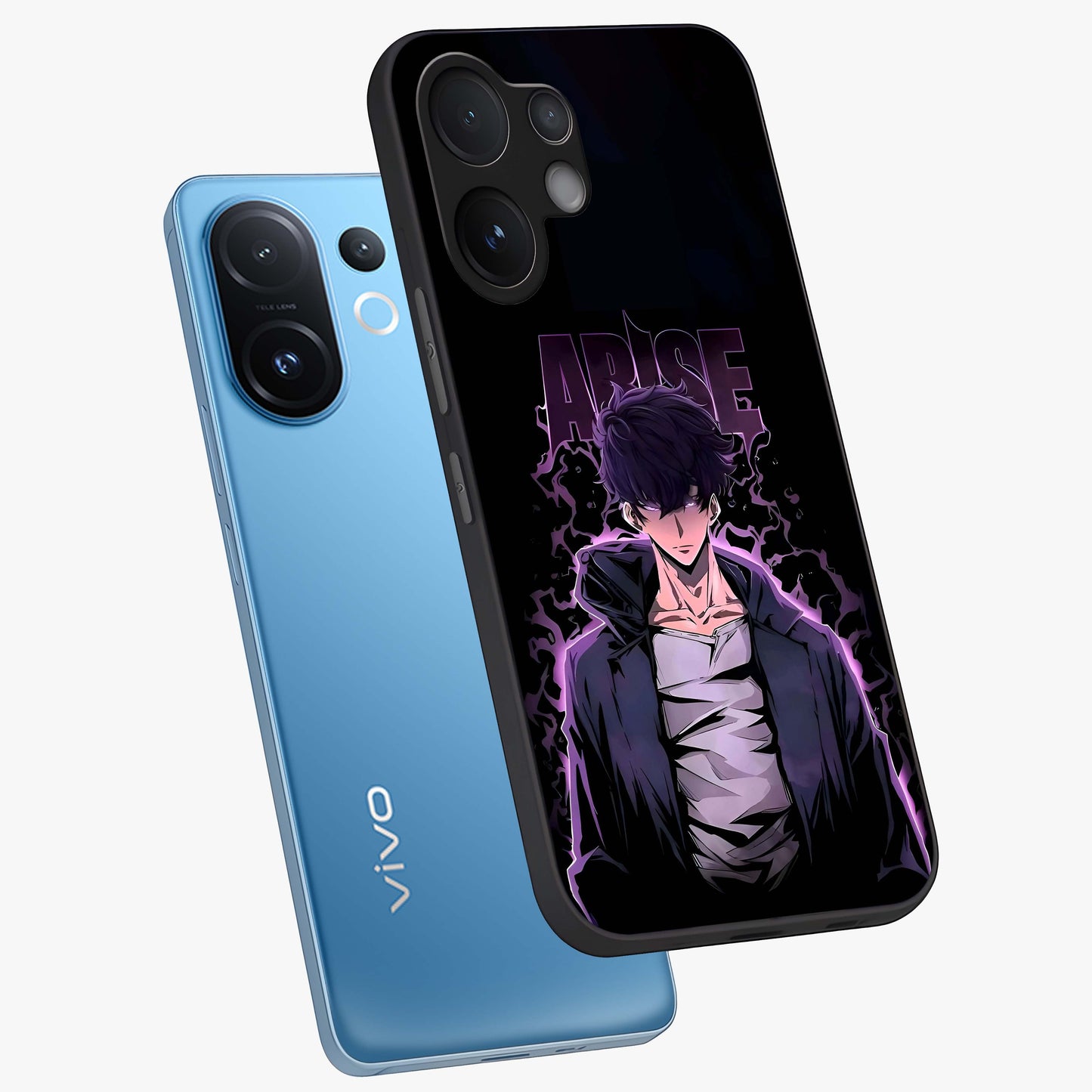 Shadow Monarch Awakening Glass Case displayed in angled mockup highlighting dramatic shadow warrior design with fantasy aesthetic.