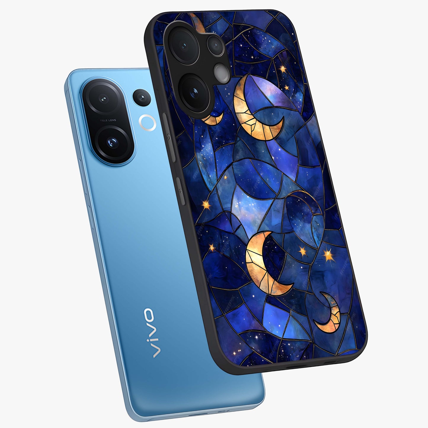 Starlit Sky Tapestry Glass Case displayed in angled mockup highlighting celestial night pattern with artistic aesthetic style.