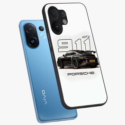 Turbo Legacy Icon Glass Case displayed in angled mockup highlighting dynamic automotive design with performance aesthetic.