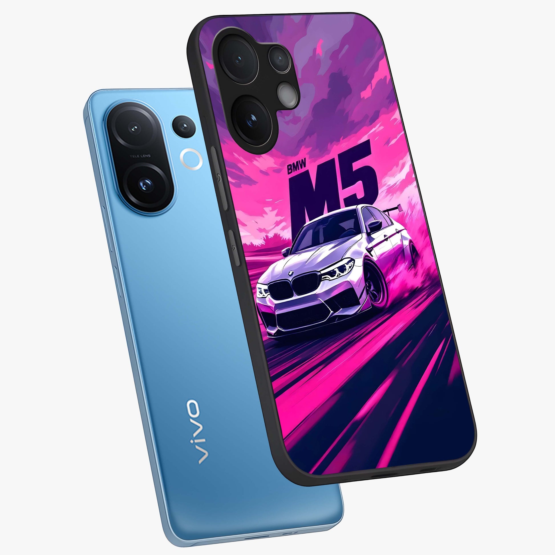 Velocity Drift Pulse Glass Case displayed in angled mockup highlighting dynamic drift design with sporty automotive aesthetic.