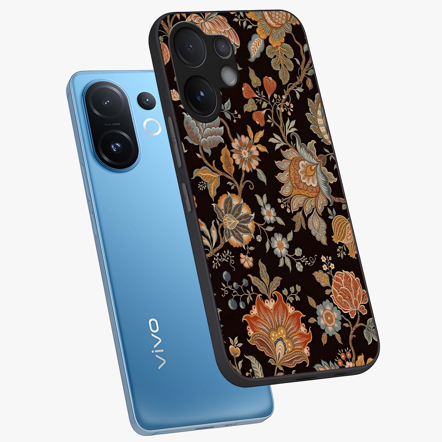 Vintage Floral Dream Glass Case displayed in angled mockup highlighting elegant vintage flower design with soft aesthetic style.