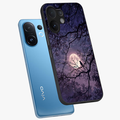 Whispering Moon Silence Glass Case displayed in angled mockup highlighting calm lunar design with dreamy night aesthetic.