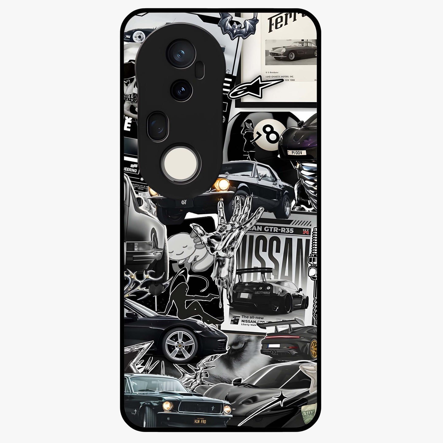 Aesthetic Dark Love Glass Case showing flat back view with dark romantic artwork and glossy glass finish.
