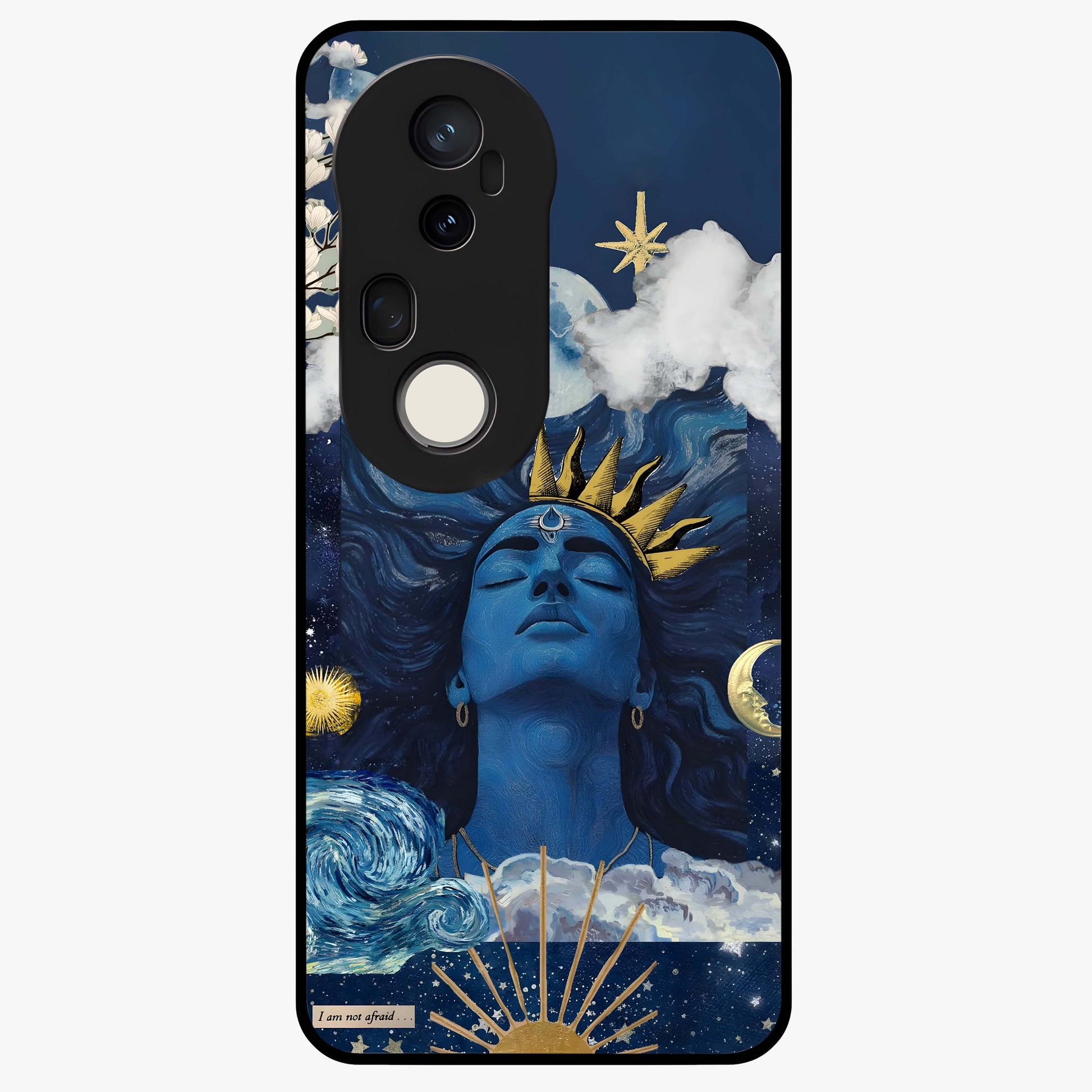 Aesthetic Lord Shiva Glass Case showing flat back view with divine Shiva artwork and glossy glass finish.