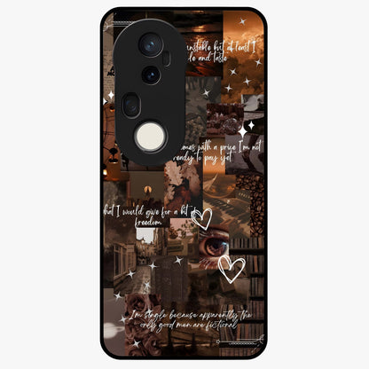 Bittersweet Aesthetic Chaos Glass Case showing flat back view with artistic chaotic aesthetic design and glossy glass finish.