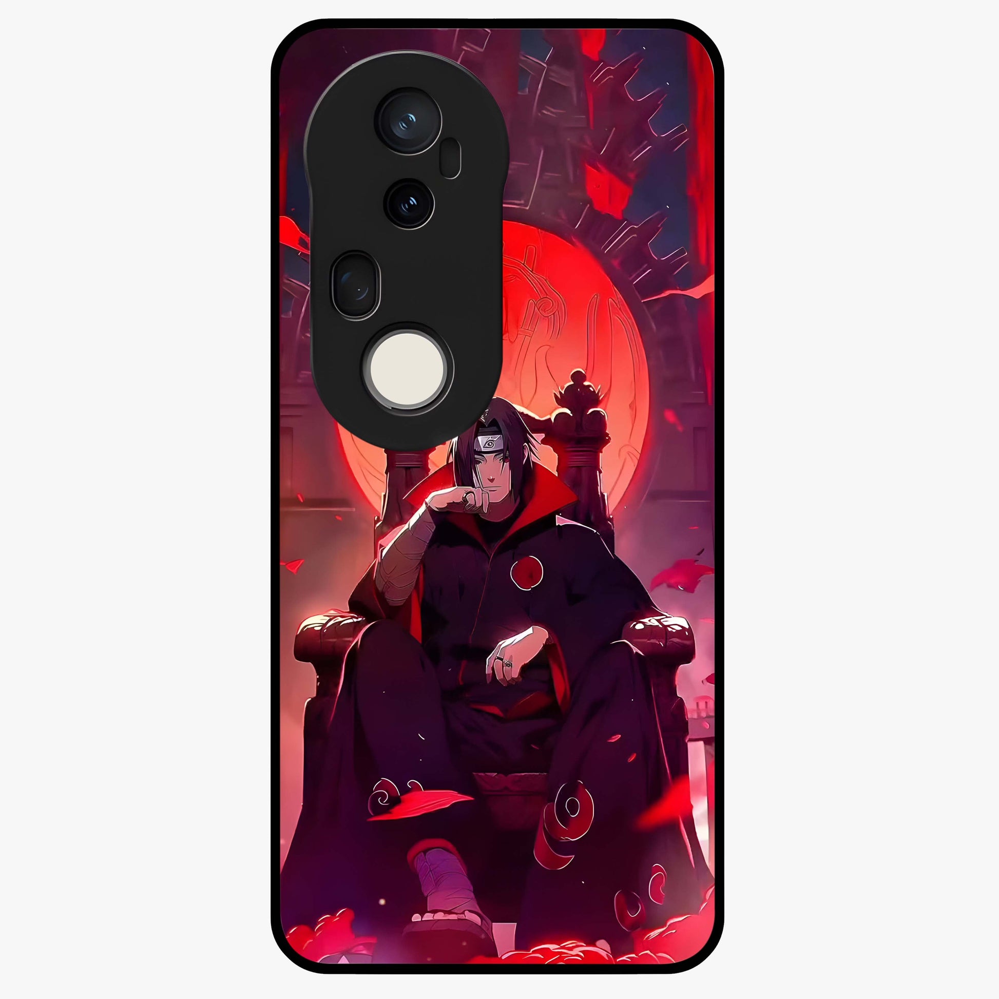 Blood Moon Sovereign Glass Case showing flat back view with mystical blood moon artwork and glossy glass finish.