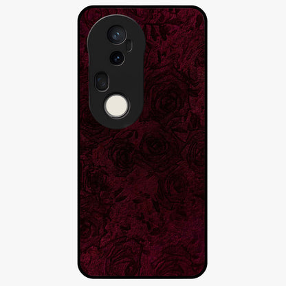 Crimson Fade Flow Glass Case showing flat back view with flowing crimson gradient artwork and glossy glass finish.