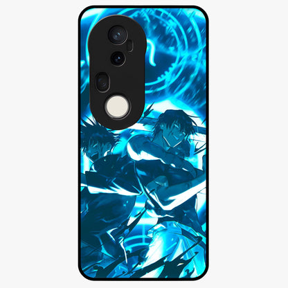 Cursed Energy Clash Glass Case showing flat back view with intense cursed energy artwork and glossy glass finish.