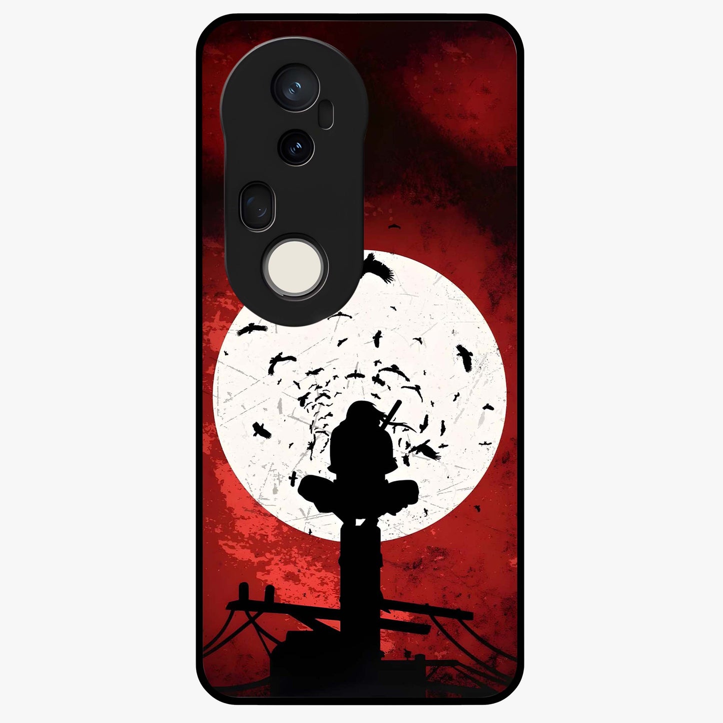 Itachi Limited Edition Naruto Anime Glass Case showing flat back view with iconic anime character artwork and glossy glass finish.