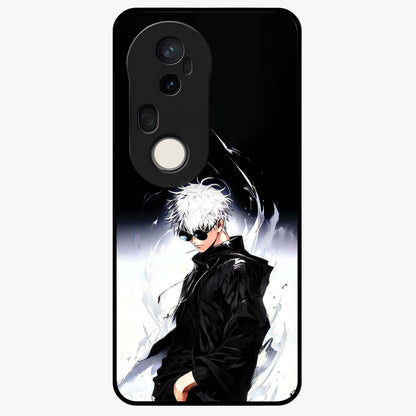 Limitless Shadow King Glass Case showing flat back view with powerful shadow warrior artwork and glossy glass finish.